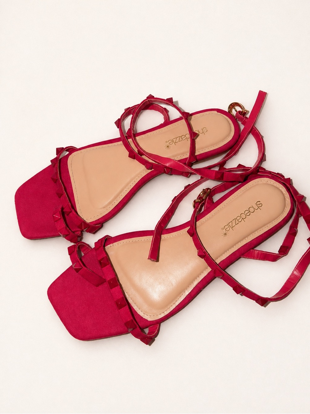 Shoe Dazzle Hot Pink Studded Ankle-Strap Heels